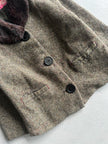 JUNYA WATANABE COMME DES GARÇONS MAN - A/W 2004 FUR COLLAR TWEED BLAZER WITH OVERSIZED BUTTONS
