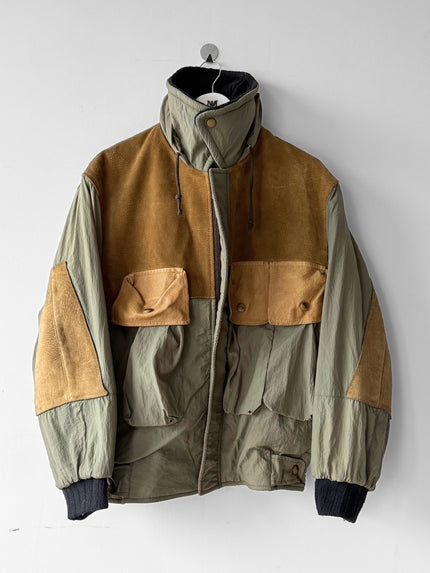 C.P. COMPANY - A/W 1983 LEATHER AND JAPANESE NYLON FIELD BOMBER JACKET