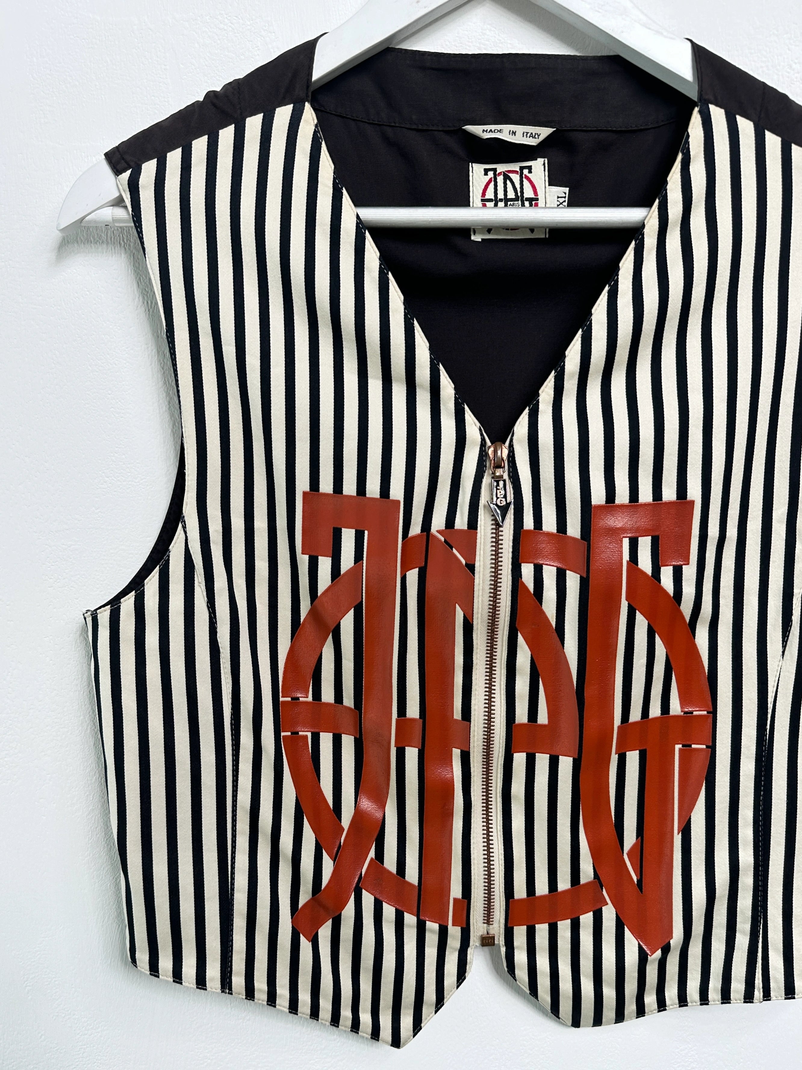 JEAN PAUL GAULTIER - 1990s STRIPED VEST ZIPPED GILET