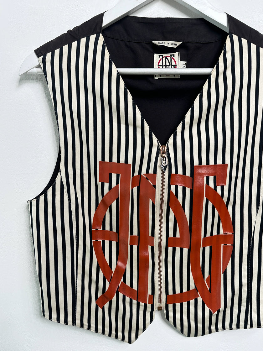 JEAN PAUL GAULTIER - 1990s STRIPED VEST ZIPPED GILET