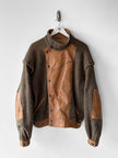 ITALIAN LABEL - 1980s WOOL BOMBER JACKET WITH LEATHER PANELS