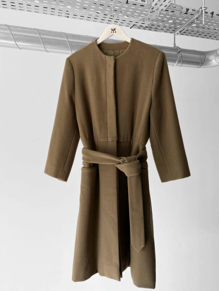 GIORGIO ARMANI - 1990s BELTED COLLARLESS COAT