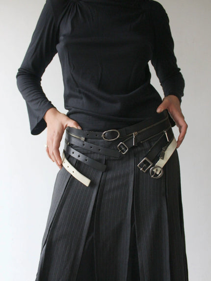 JOHN RICHMOND 1983 ARCHIVE TRIPLE-ZIP BUCKLED LEATHER BELT SAMPLE