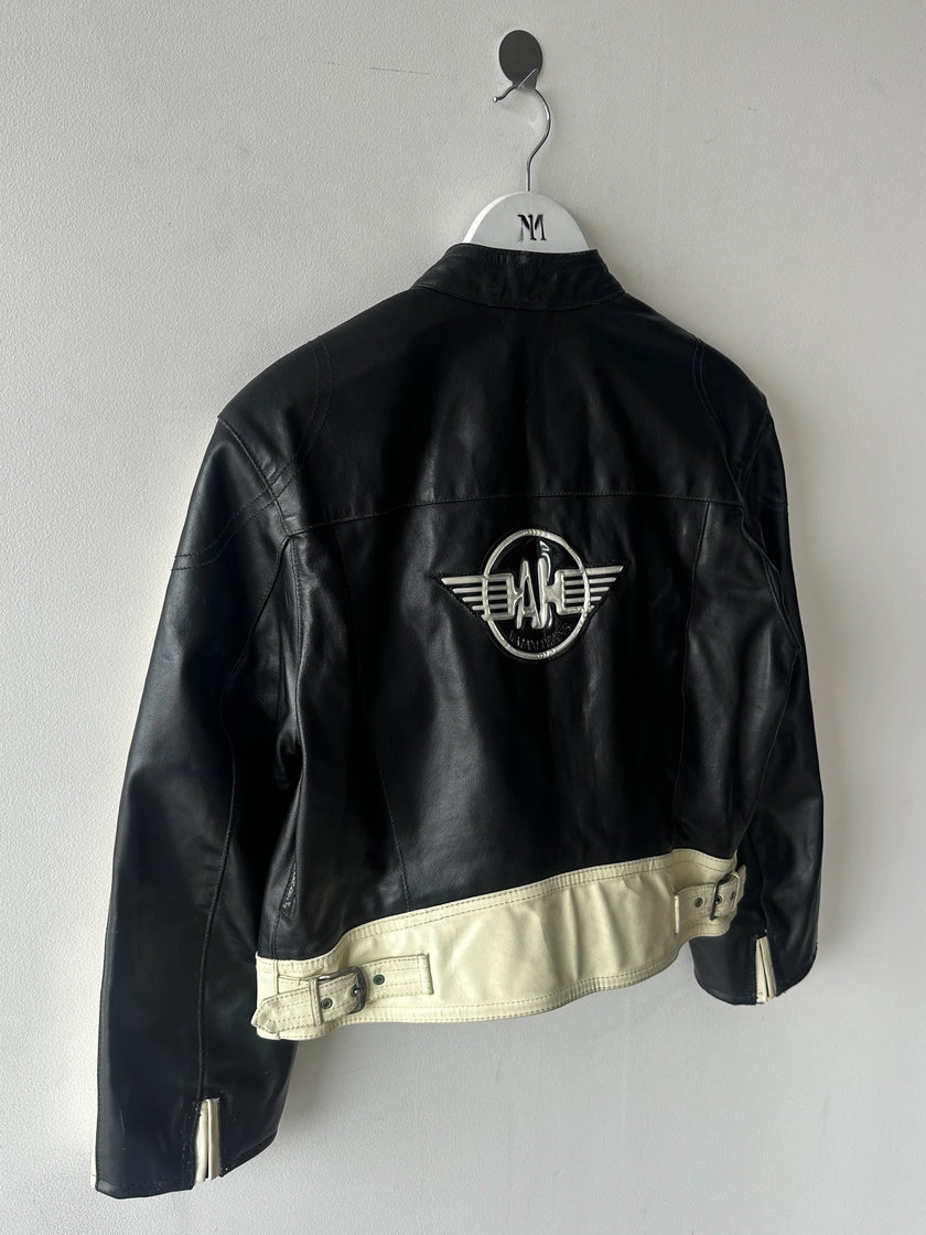 ARMANI JEANS - late 1980s CROP FIT BIKER LEATHER JACKET