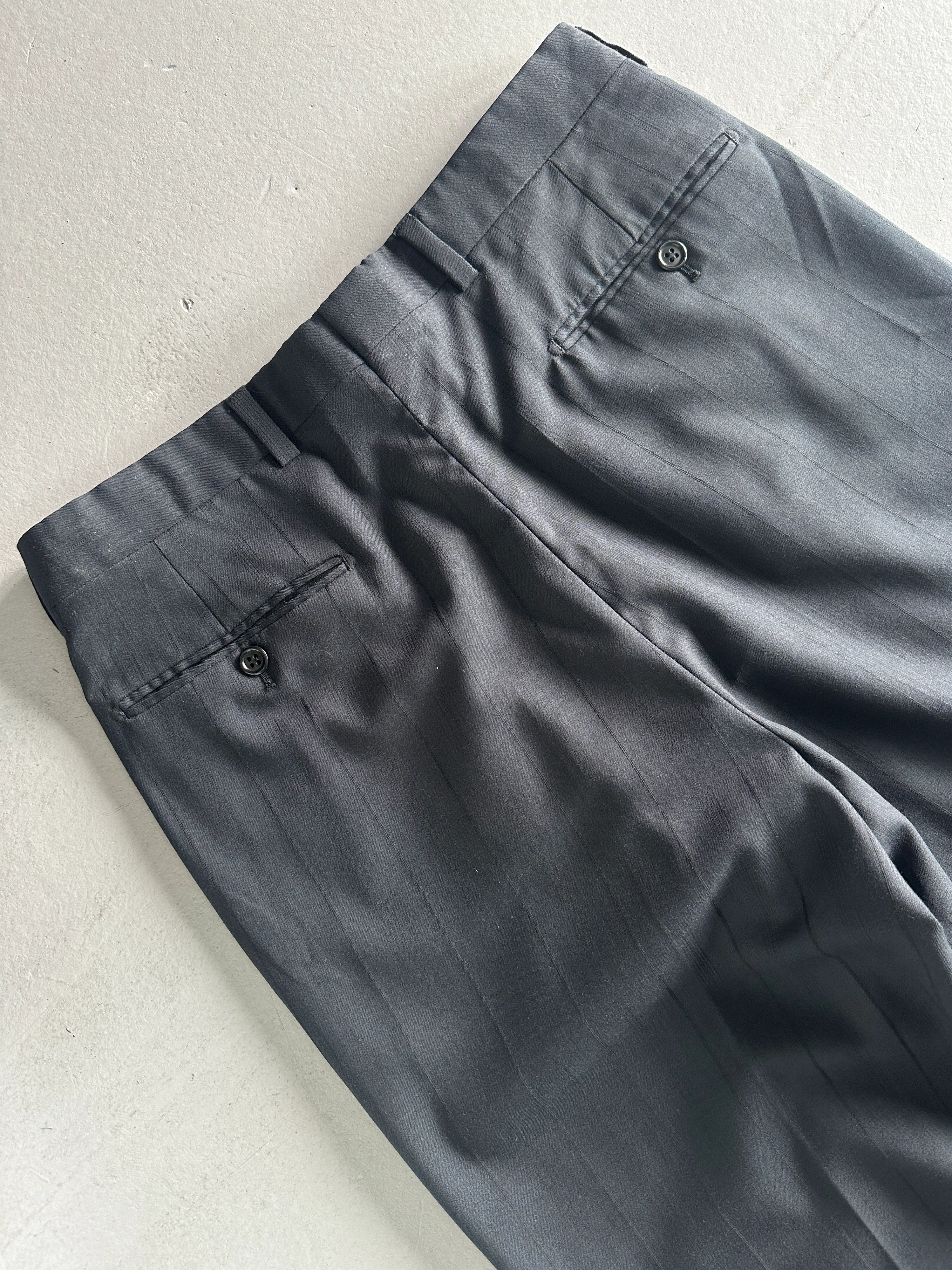 1990s PINSTRIPED FRONT PLEATS TAILORED TROUSERS