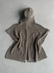 1990s OPEN KNIT HOODED CARDIGAN WITH LINEN DETAILS
