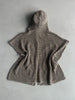 1990s OPEN KNIT HOODED CARDIGAN WITH LINEN DETAILS