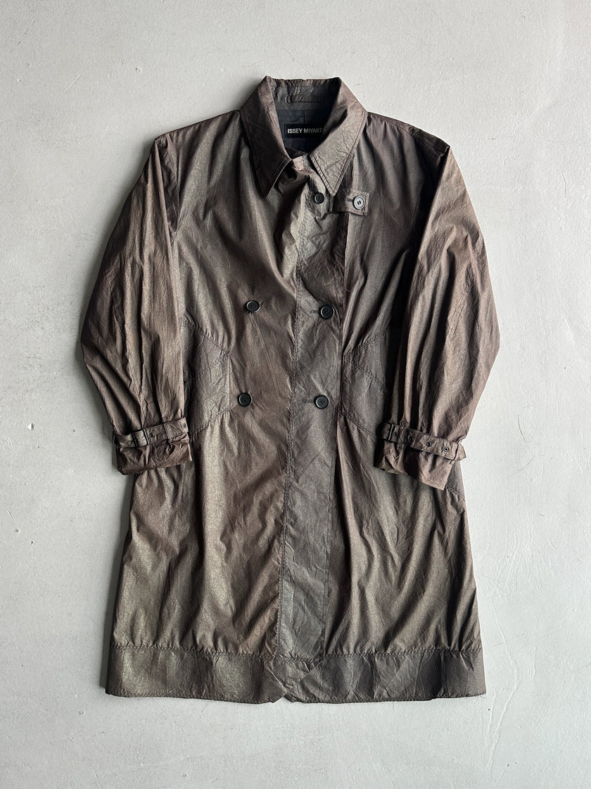 ISSEY MIYAKE - F/W 2002 METALLIC DOUBLE BREATSED TRENCH COAT