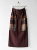 ISSEY MIYAKE HAI - 1980s MAXI WOOL SKIRT WITH CONTRASTING PLAID OVERSIZED POCKETS