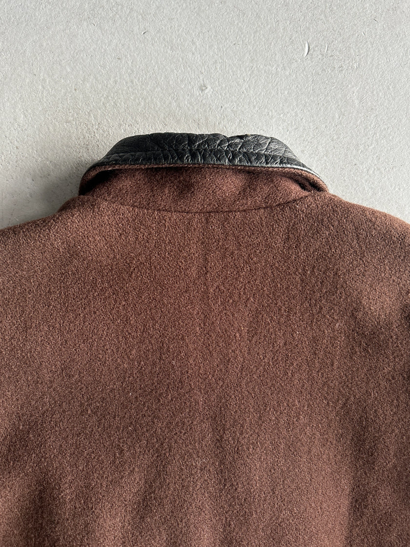 ISSEY MIYAKE HAI - A/W 1993 BOMBER JACKET WITH CONTRASTING LEATHER SLEEVE AND COLLAR