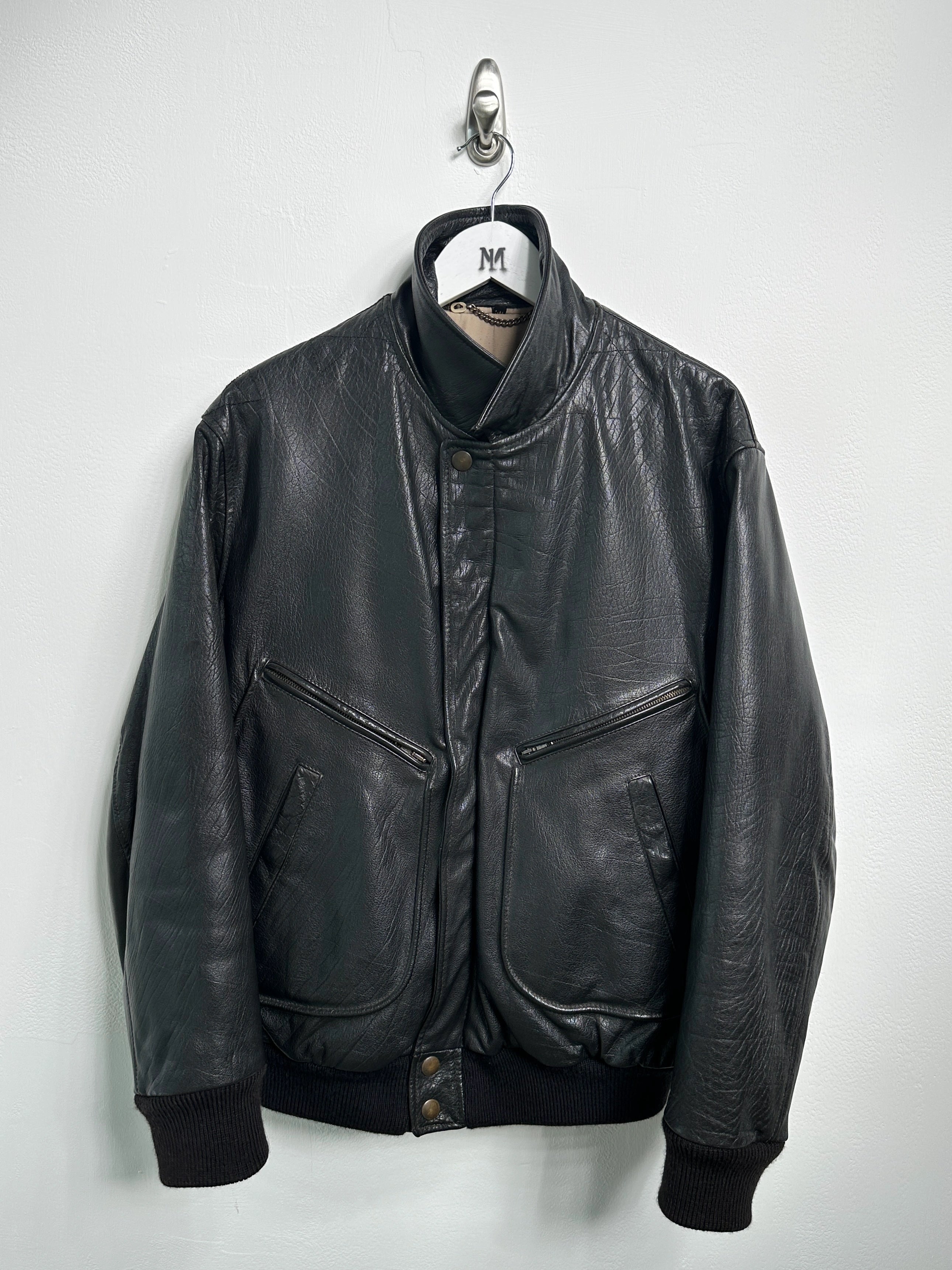 EMPORIO ARMANI - 1980s LEATHER BOMBER JACKET