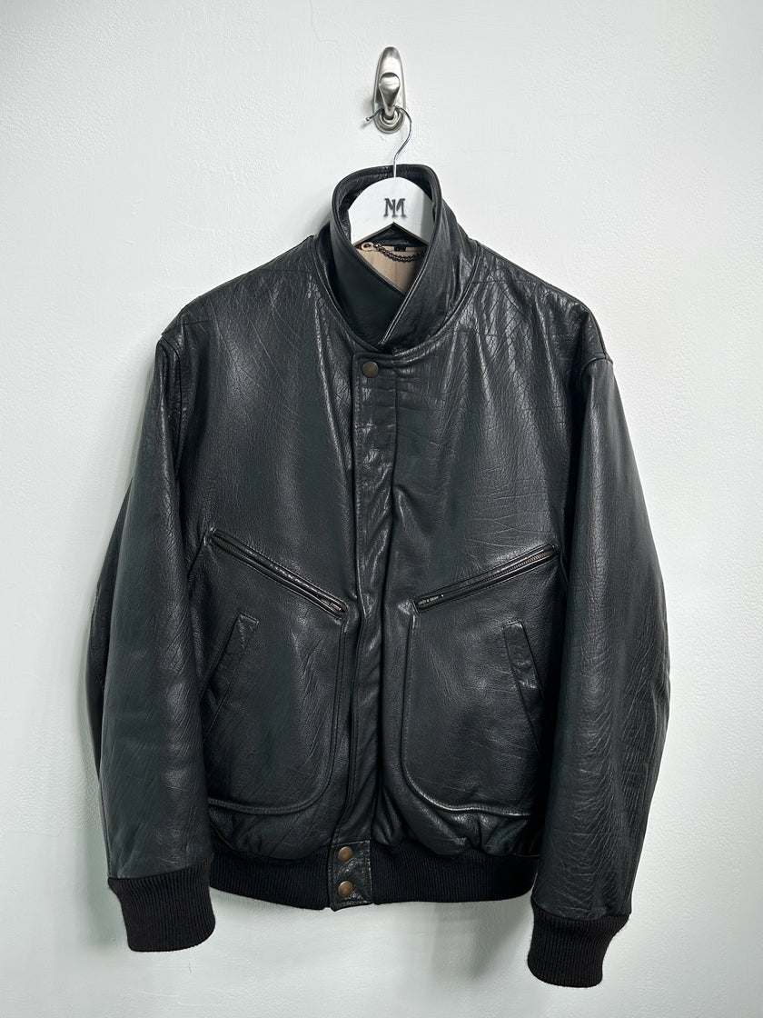 EMPORIO ARMANI - 1980s LEATHER BOMBER JACKET
