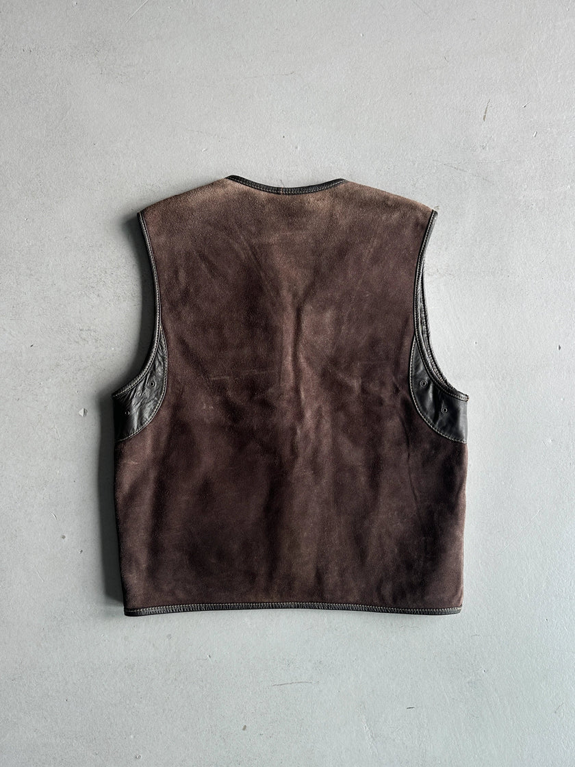 DIESEL - 1990s SUEDE ZIPPED VEST GILET JACKET