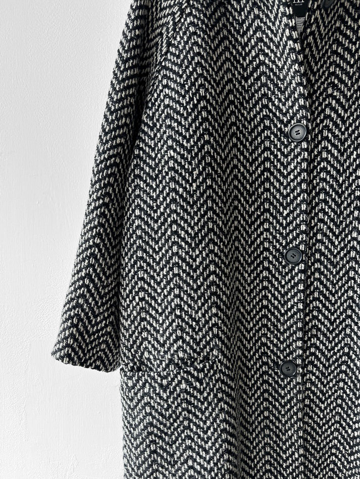 VERSUS VERSACE BY GIANNI VERSACE - early 1990s HERRINGBONE COAT WITH FUR COLLAR