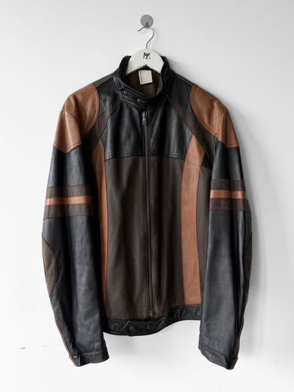 ANTONIO MARRAS - early 2000s PANELED LEATHER BIKER JACKET