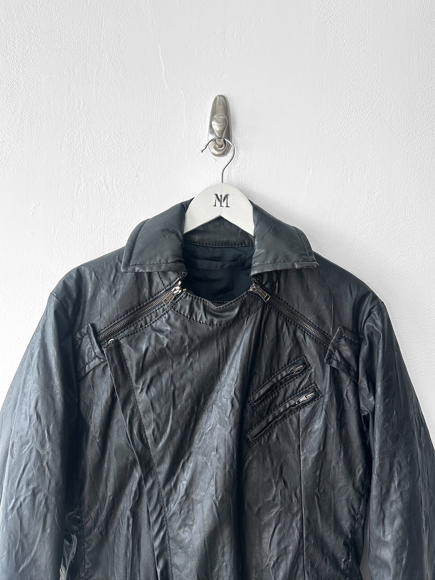 ANDREW MACKENZIE - F/W 2008 WAXED PVC LONG JACKET WITH ZIP DETAILS
