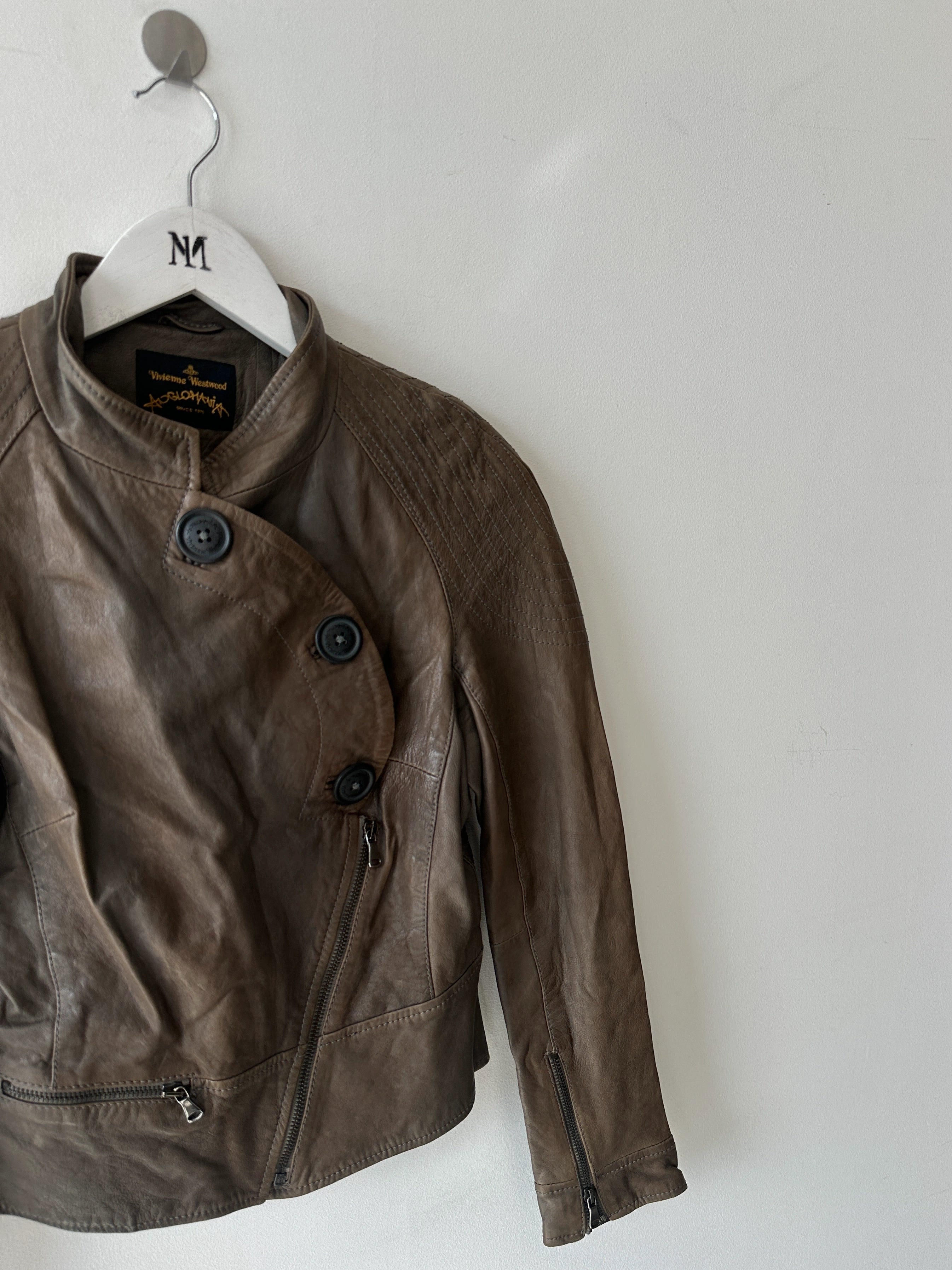 VIVIENNE WESTWOOD - 2000s ASYMMETRIC FRONT LEATHER JACKET