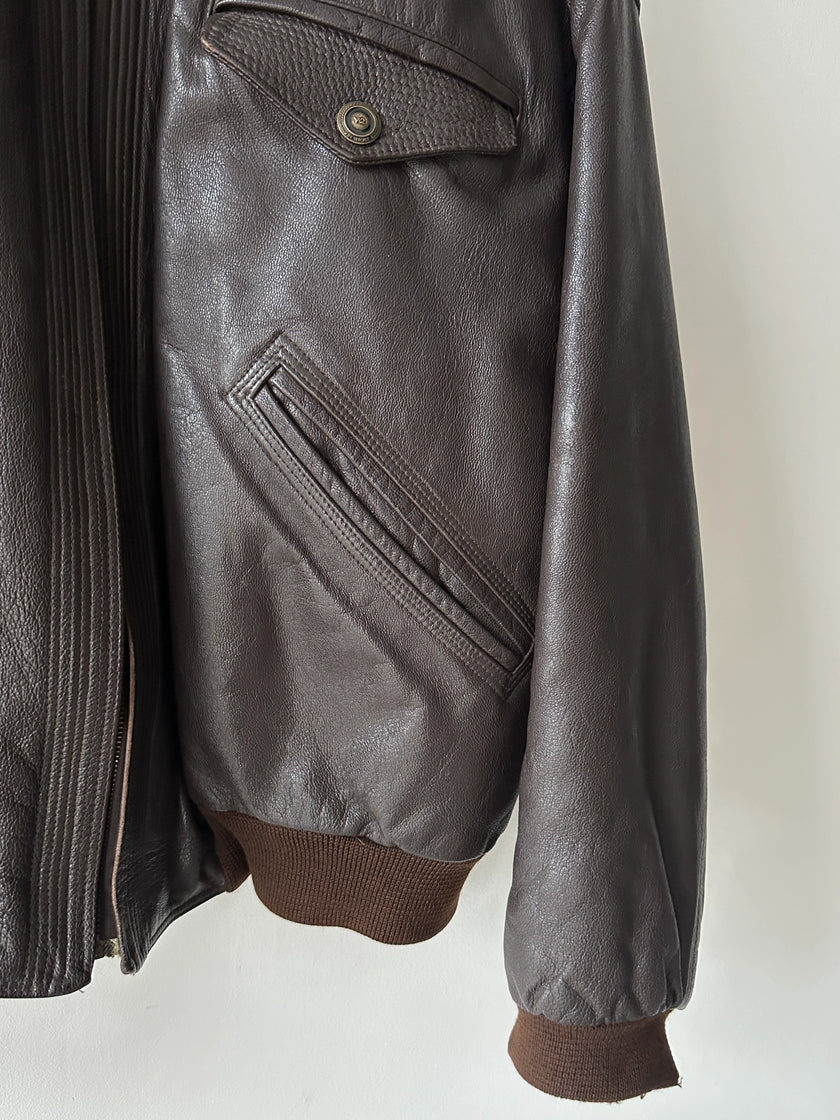 VERSACE - 1990S LEATHER BOMBER JACKET