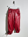 CERRUTI - 1980s CROPPED LEATHER TROUSERS WITH ANKLE TIE DETAILS