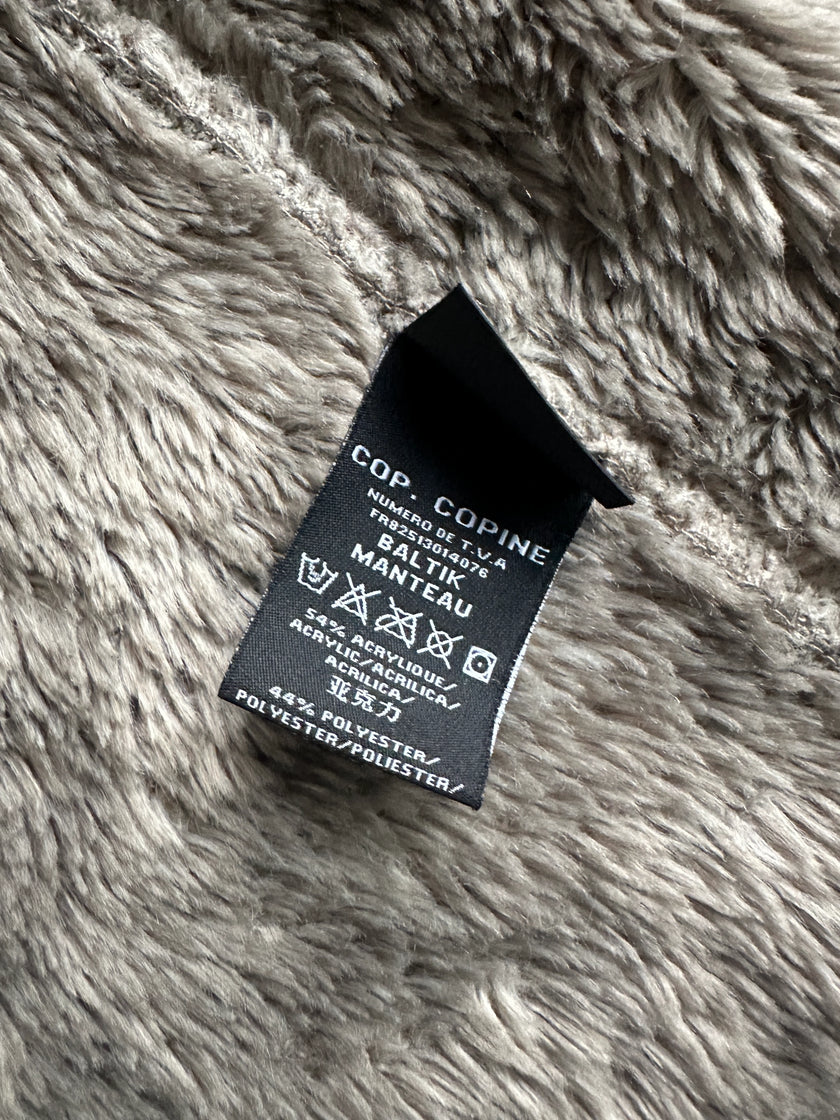 COP COPINE - 2000s RELAXED TEXTURED COAT WITH DOUBLE CROSSED LEATHER BELT