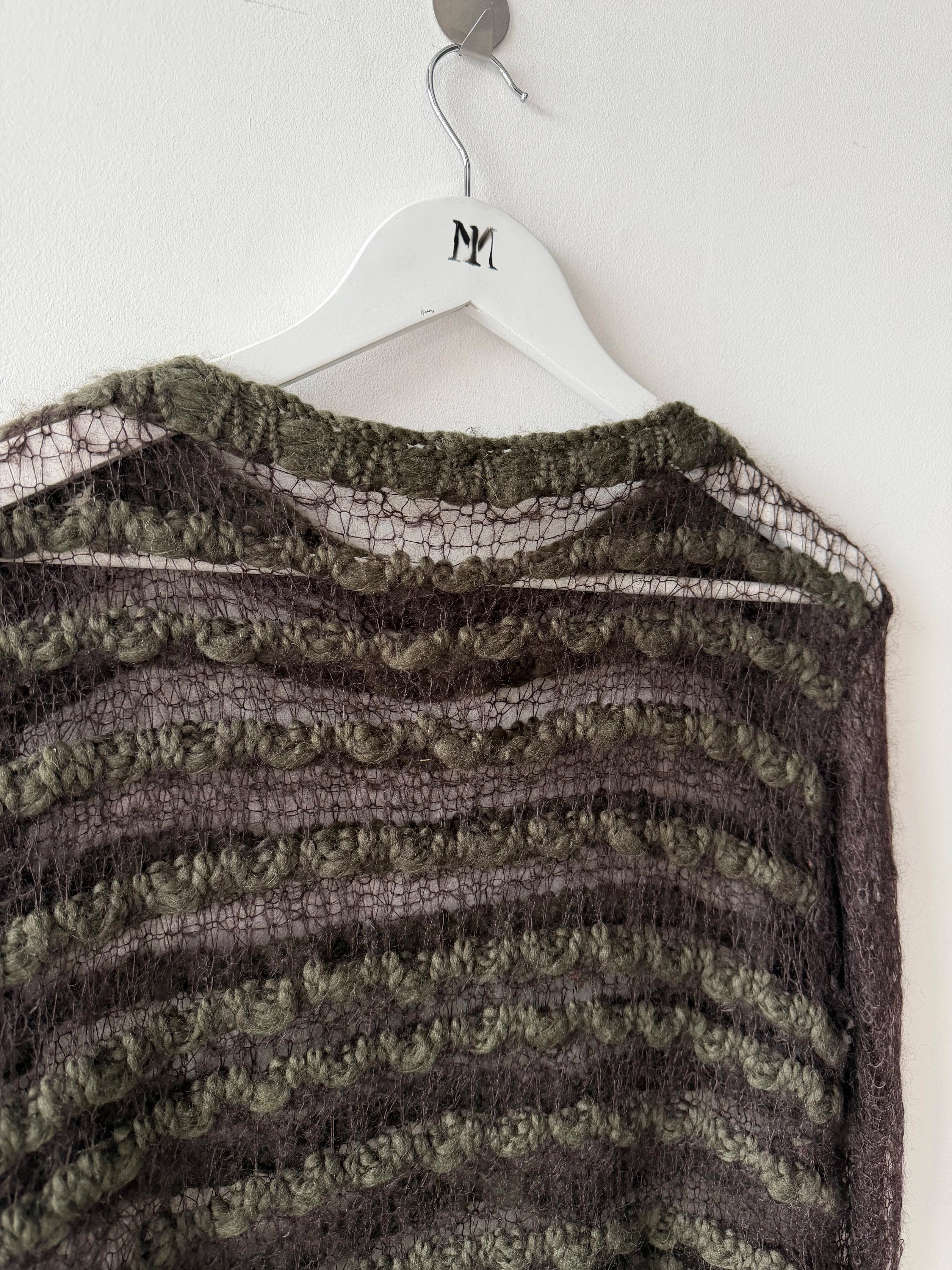 1990s OPEN WEAVE LONG SLEEVE KNIT TOP