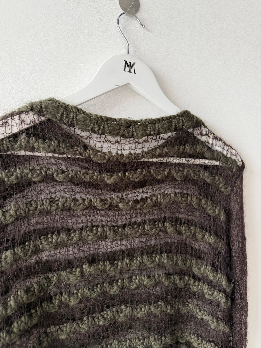 1990s OPEN WEAVE LONG SLEEVE KNIT TOP