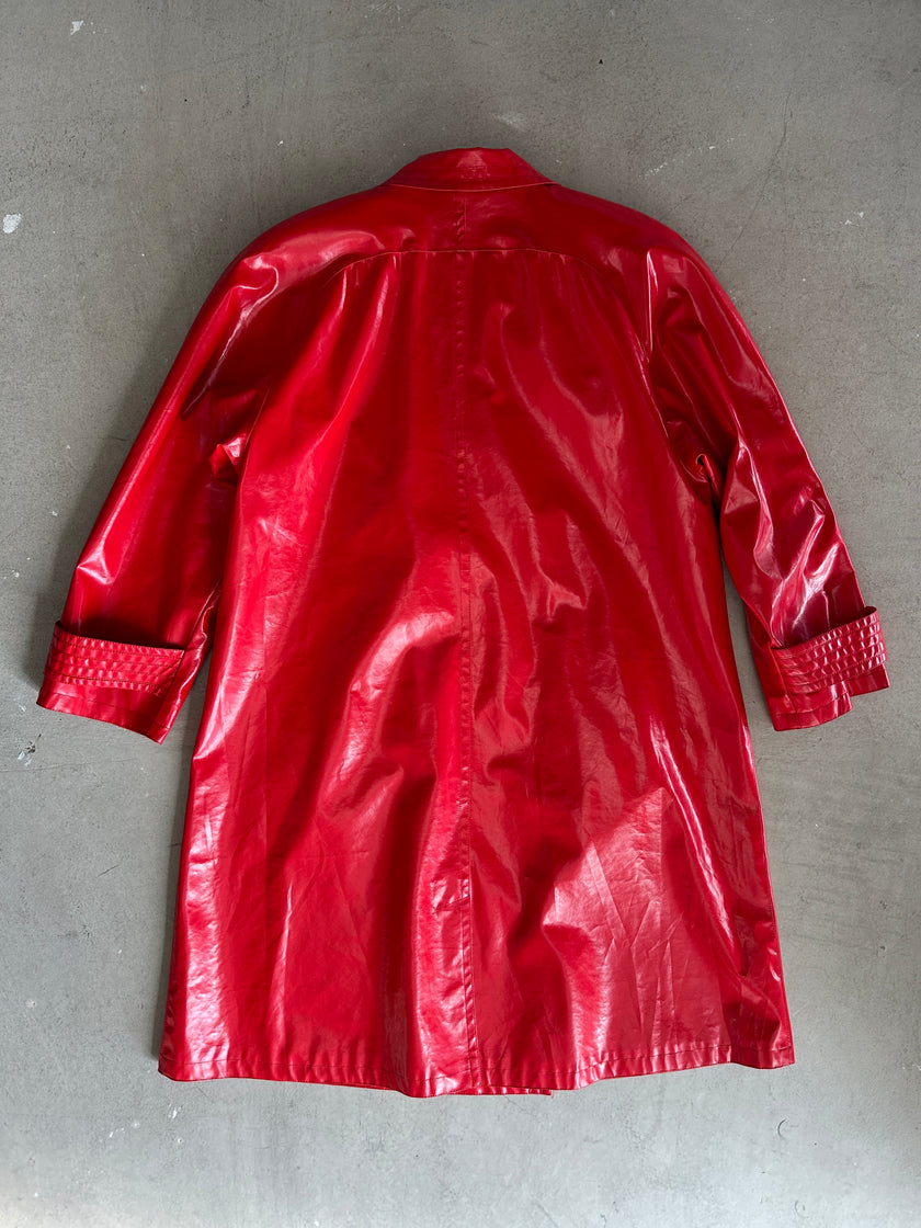 1980s DOUBLE BREASTED PVC TRENCH COAT