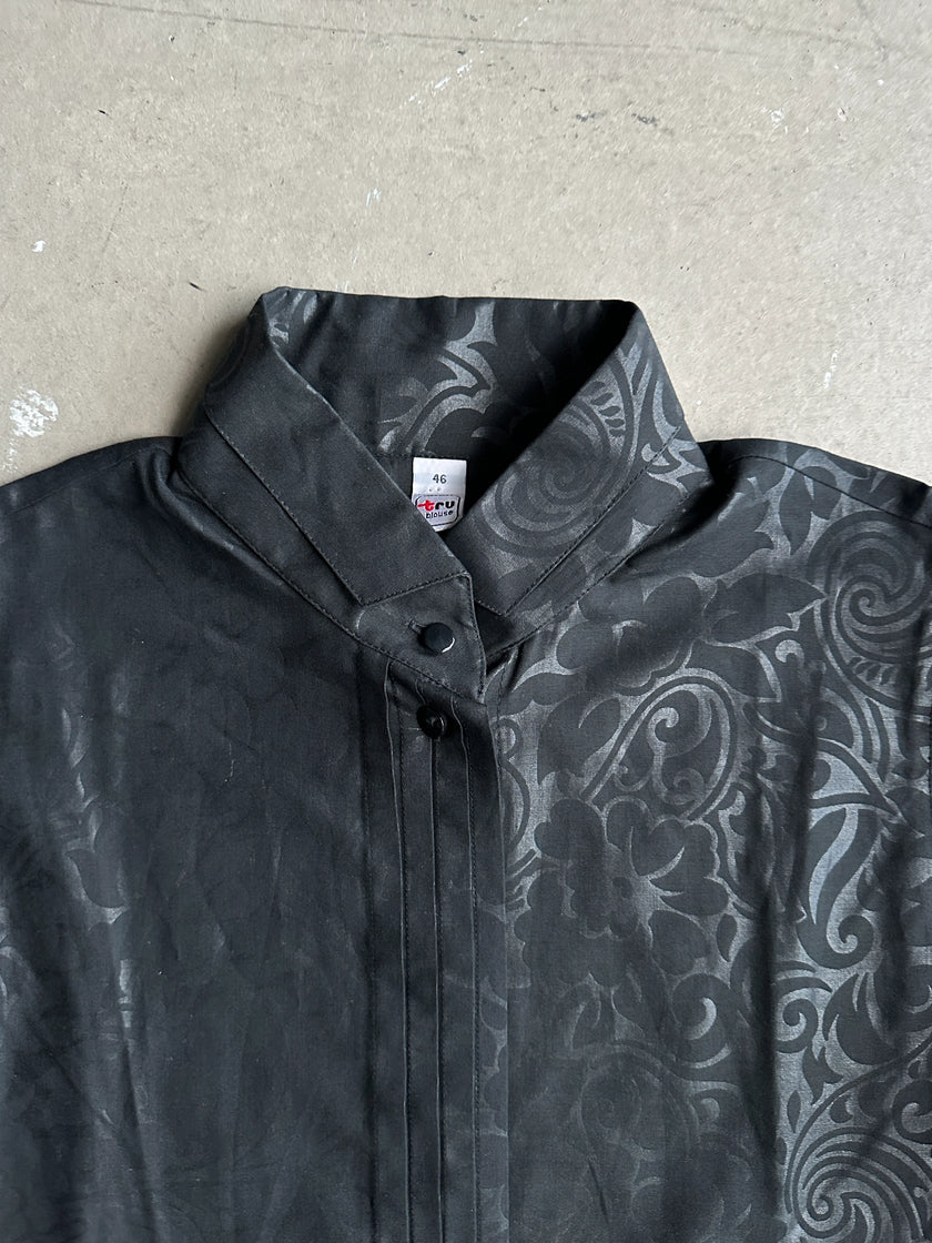 1980s FLORAL PATTERN PUFFED SHOULDERS SHIRT