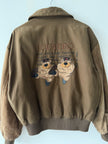 ICEBERG - 1980s BOMBER JACKET WITH CONTRASTING SUEDE SLEEVE AND APPLIQUÉ AT BACK