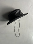 AGNÈS B. - 1990s FAUX LEATHER HAT WITH LONG CHIN STRAP