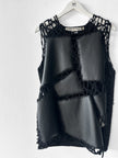 COMME DES GARÇONS - F/W 2024 DECONSTRUCTED CROCHET VEST TOP WITH FAUX LEATHER APPLIQUÉS