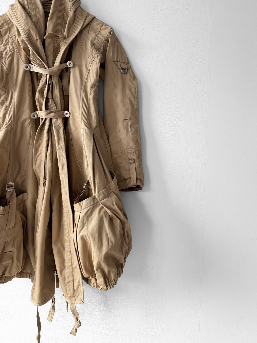 MARITHÉ + FRANÇOIS GIRBAUD - F/W 2008 RUCHED FRONT ADJUSTABLE WOOL JACKET