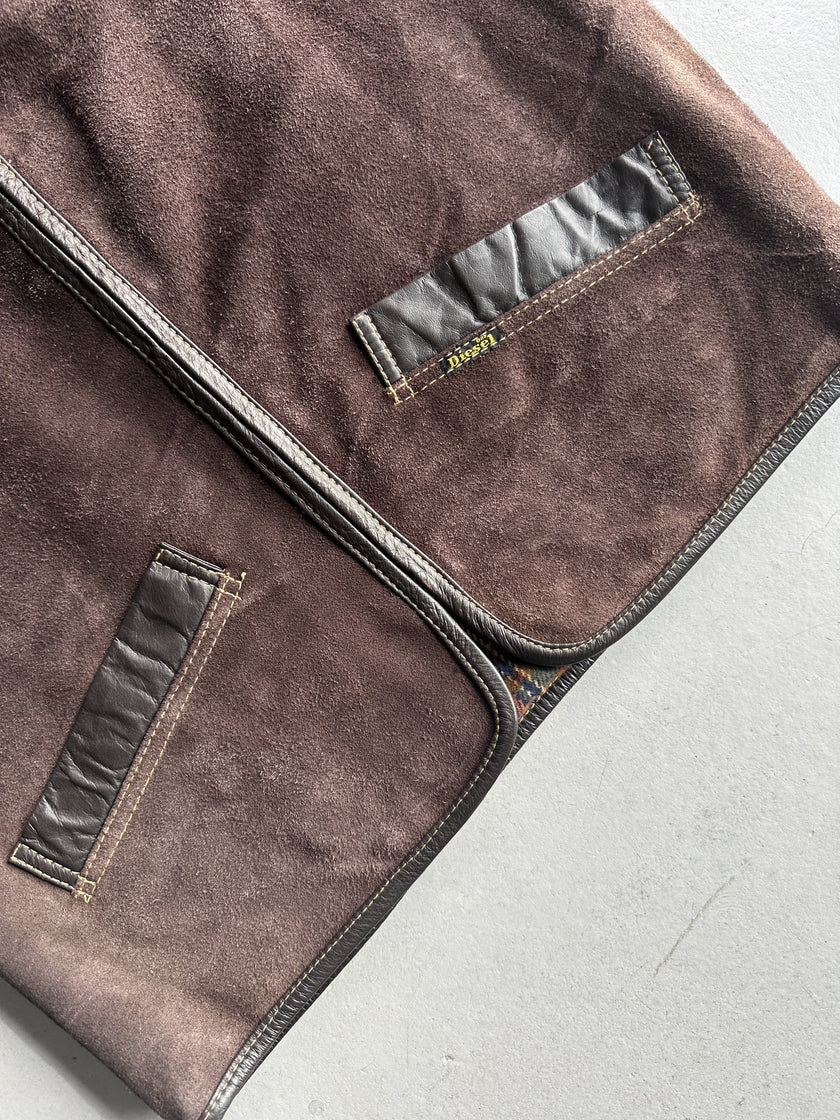 DIESEL - 1990s SUEDE ZIPPED VEST GILET JACKET