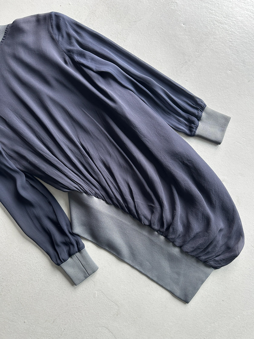 YOHJI YAMAMOTO - S/S 2001 ASYMMETRICAL SILK BLOUSE CARDIGAN