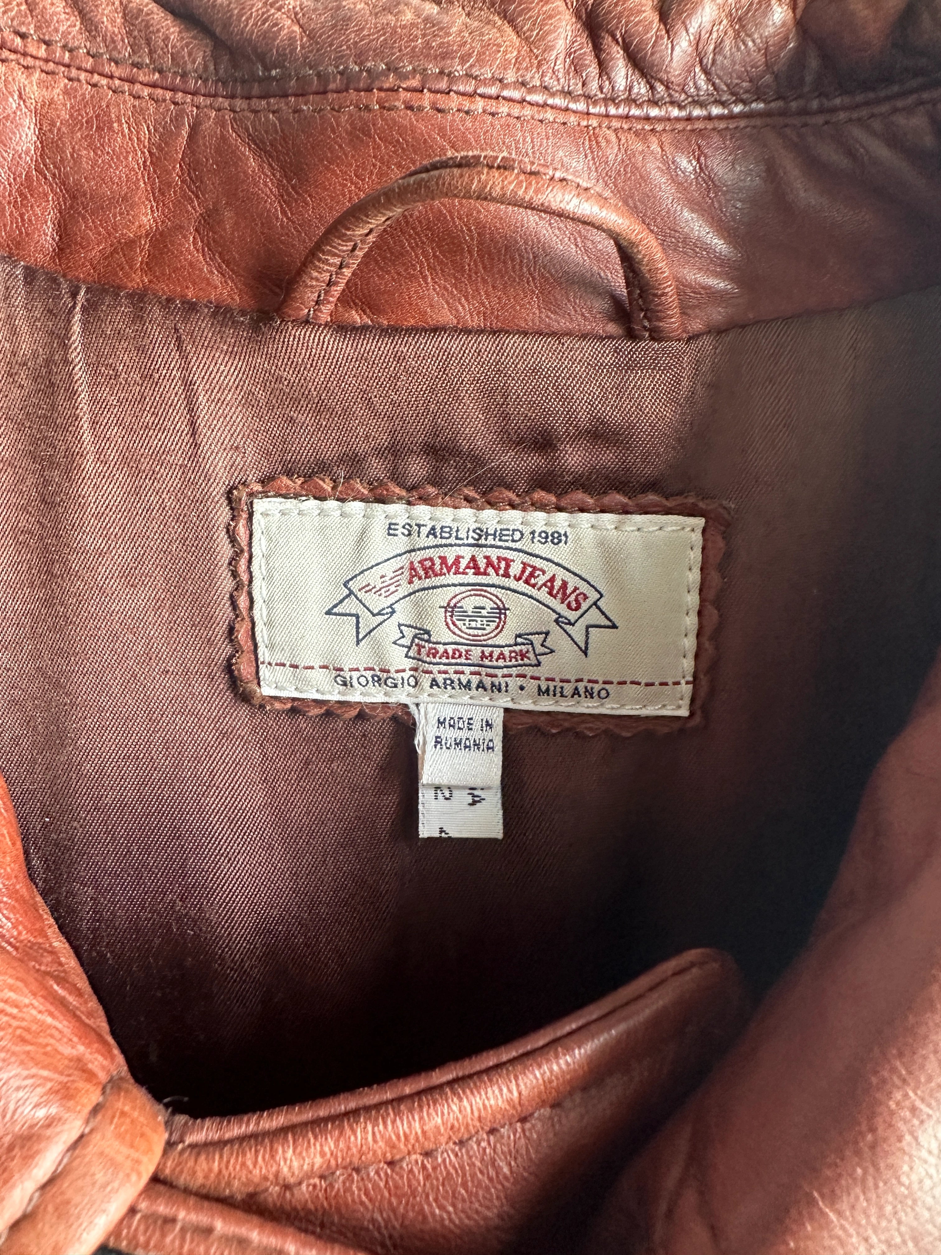 ARMANI JEANS - 1990s STRAIGHT FIT LEATHER JACKET