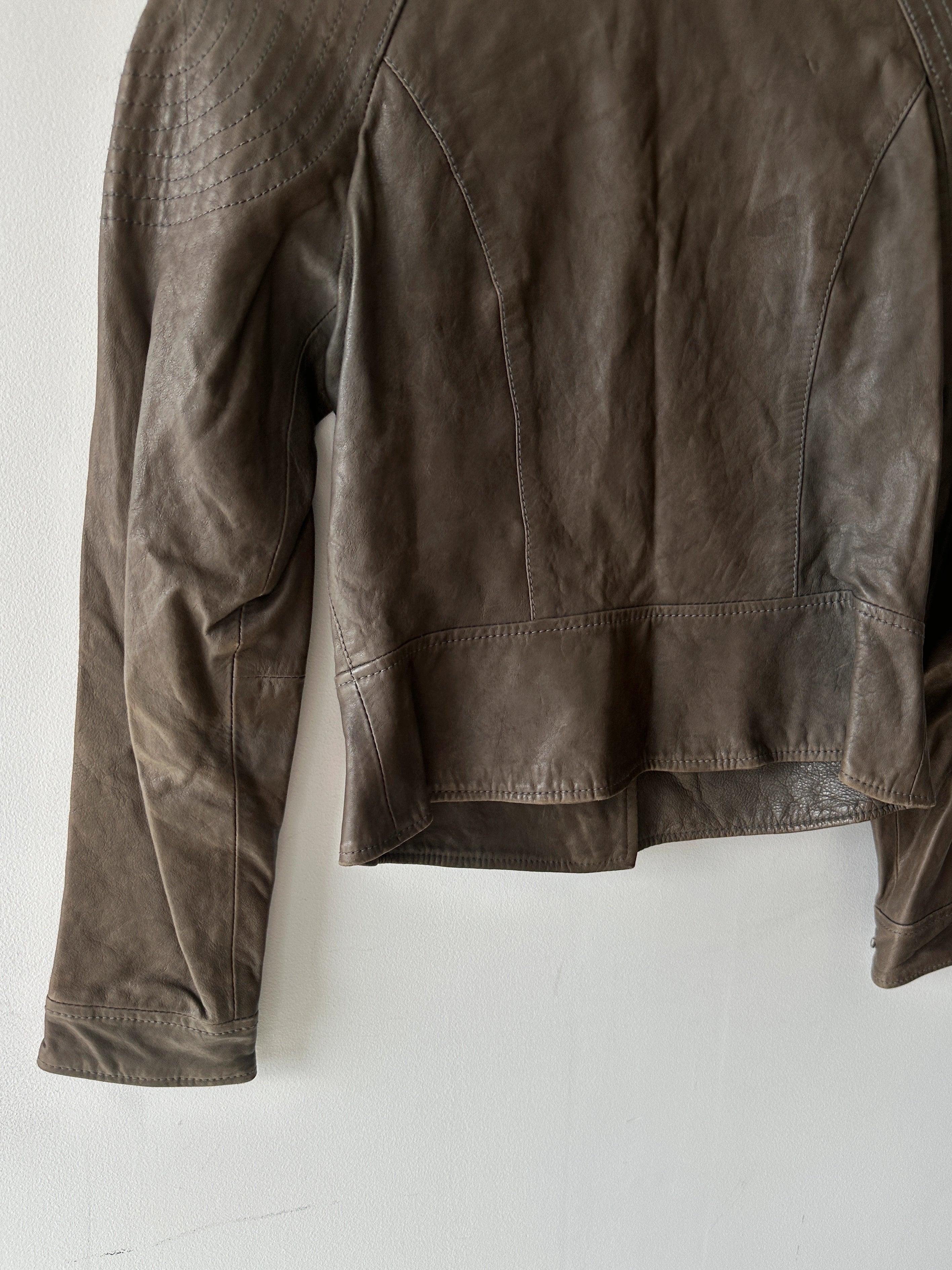 VIVIENNE WESTWOOD - 2000s ASYMMETRIC FRONT LEATHER JACKET