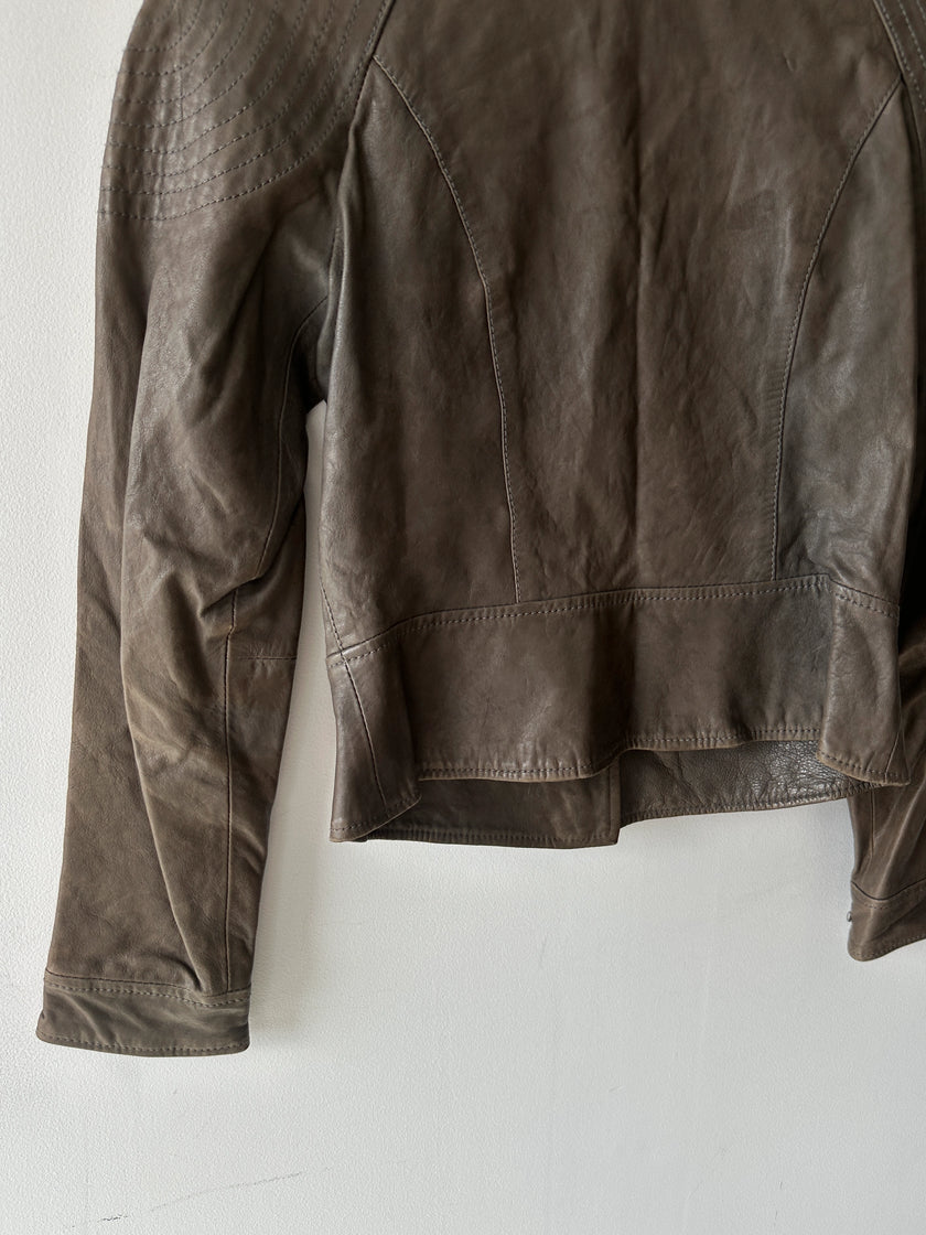 VIVIENNE WESTWOOD - 2000s ASYMMETRIC FRONT LEATHER JACKET