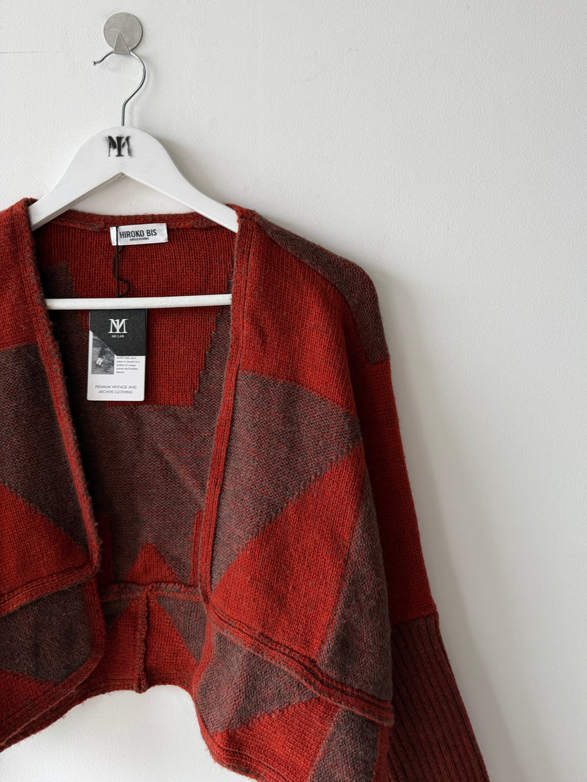HIROKO KOSHINO  - 2000s OPEN FRONT CROP FIT KNIT CARDIGAN