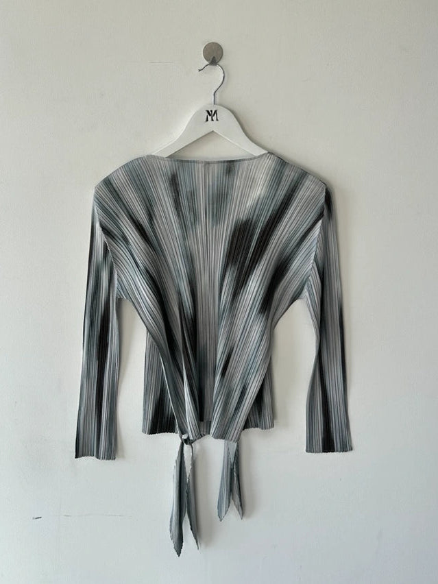 ISSEY MIYAKE - S/S 2015 PLEATED WRAP FRONT LONG SLEEVE TOP