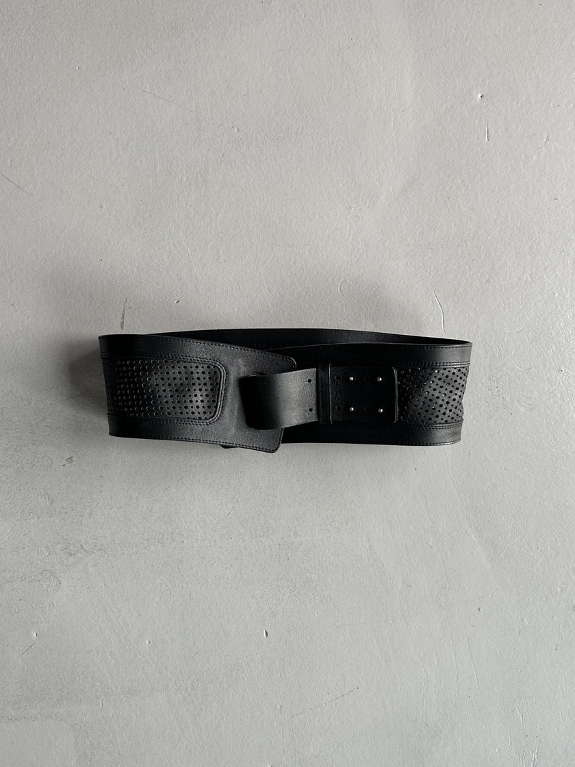EMPORIO ARMANI - 1990s WIDE WAIST LEATHER BELT