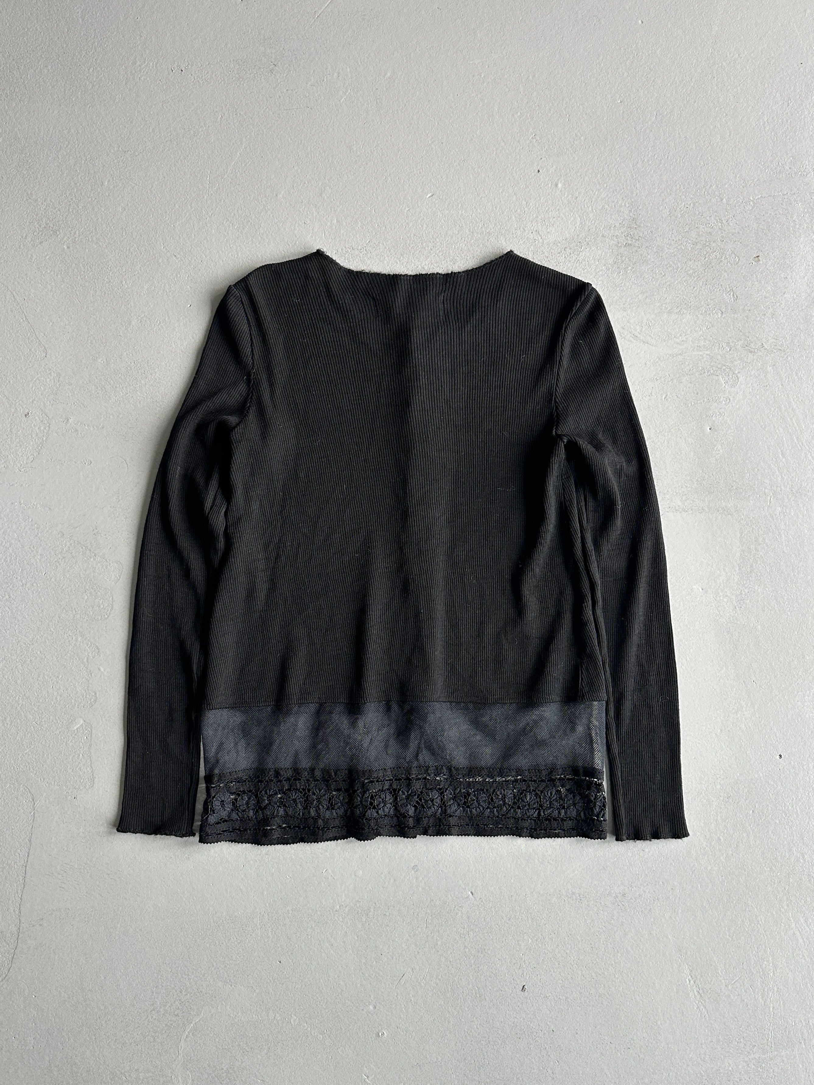 COMME DES GARÇONS TRICOT - A/W 1993 WOOL CARDIGAN WITH LACE HEM