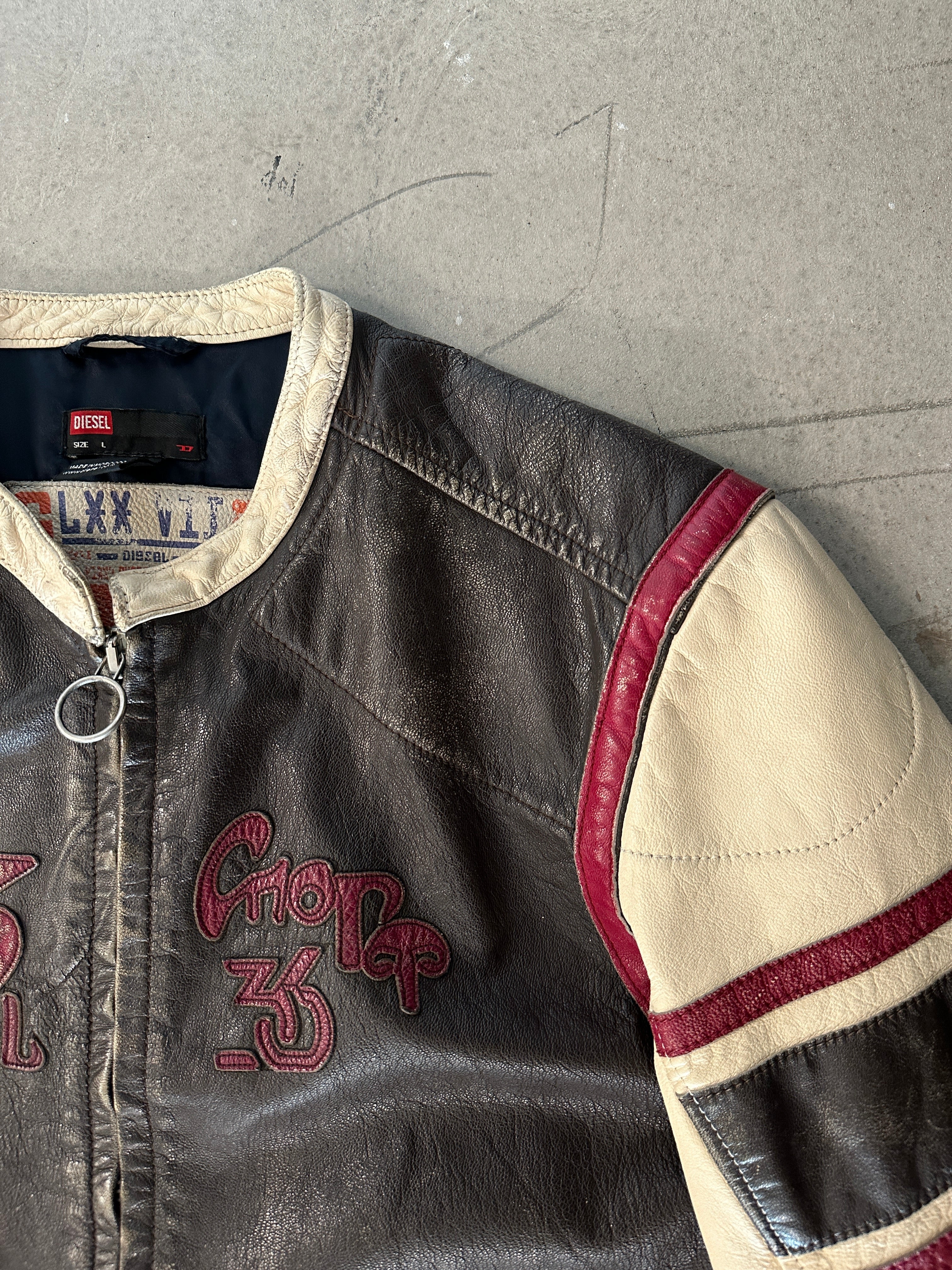 DIESEL- 1990s LEATHER BIKER JACKET