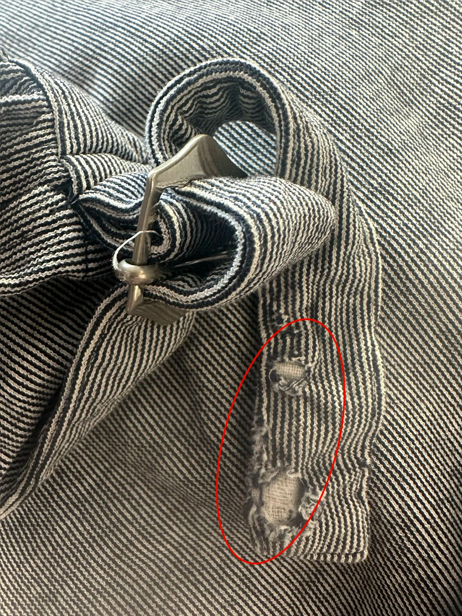 YOHJI YAMAMOTO - S/S 1999 STRIPED TROUSERS WITH ADJUSTABLE TIE HEMS