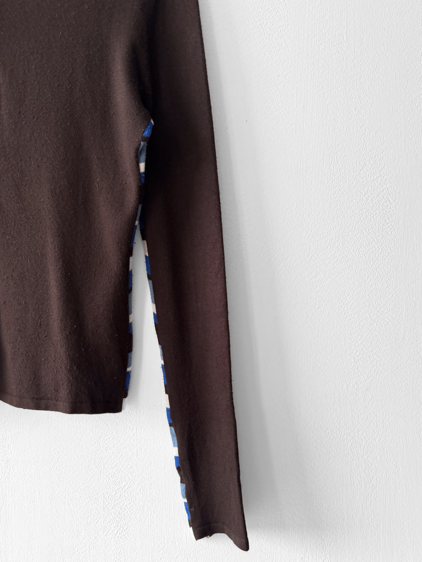 FENDI - 1990s CARDIGAN WITH CONTRASTING STRIPED DETAILS