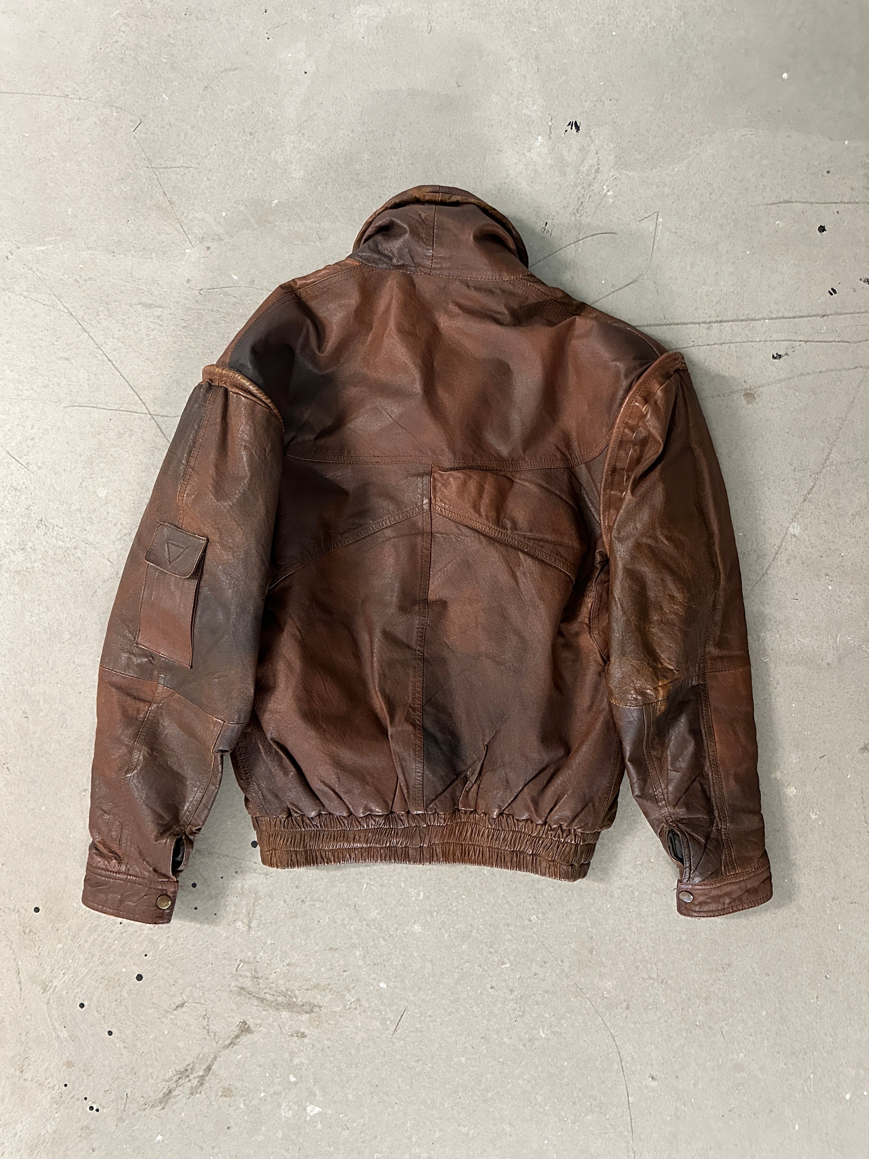 1980s MULTI POCKET LEATHER BOMBER JACKET