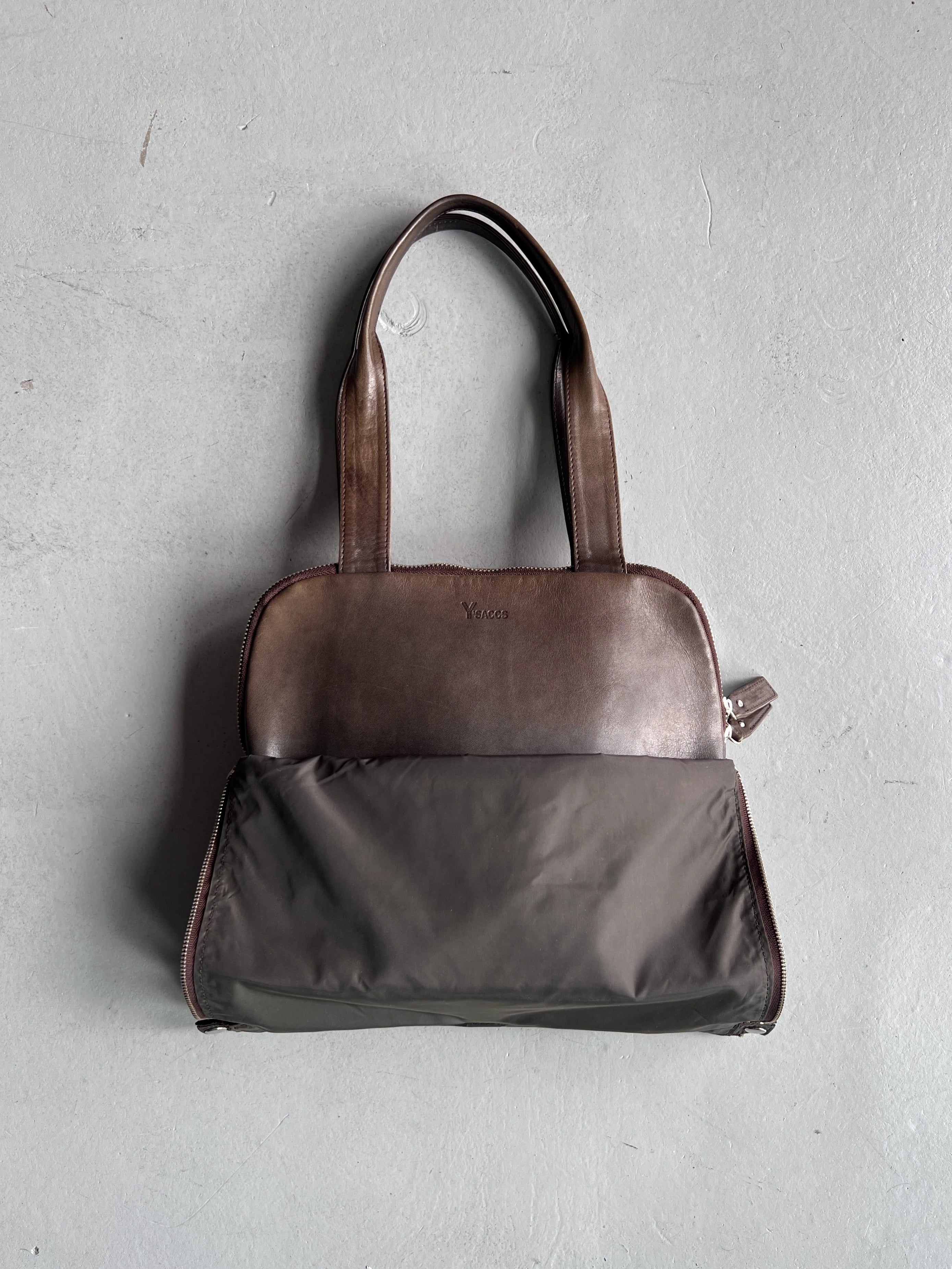 YOHJI YAMAMOTO Y'SACCS - 1990s 2 IN 1 LEATHER AND NYLON BAG