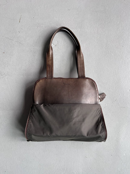 YOHJI YAMAMOTO Y'SACCS - 1990s 2 IN 1 LEATHER AND NYLON BAG