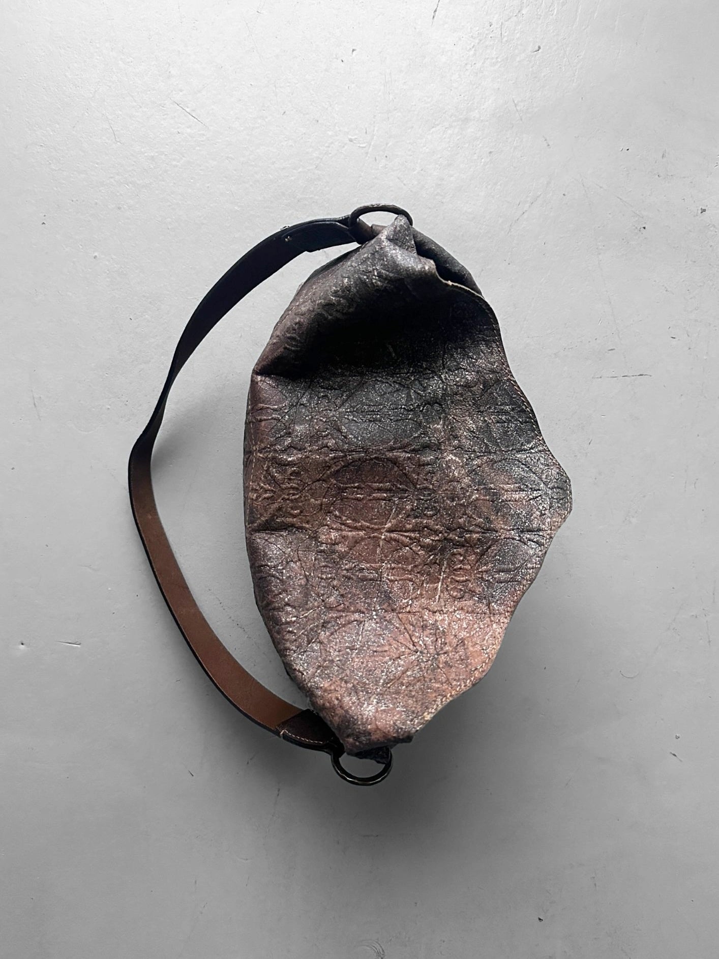 ROBERTO CAVALLI  - early 2000s EMBOSSED LEATHER SLOUCHY SHOULDER BAG