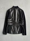 CLAUDE MONTANA - early 2000s BONDAGE JACKET WITH LEATHER FRONT AND BACK PANEL