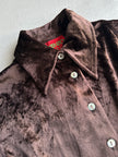KENZO - 1980s CROP FIT VELVET SHIRT WITH POINTED COLLAR